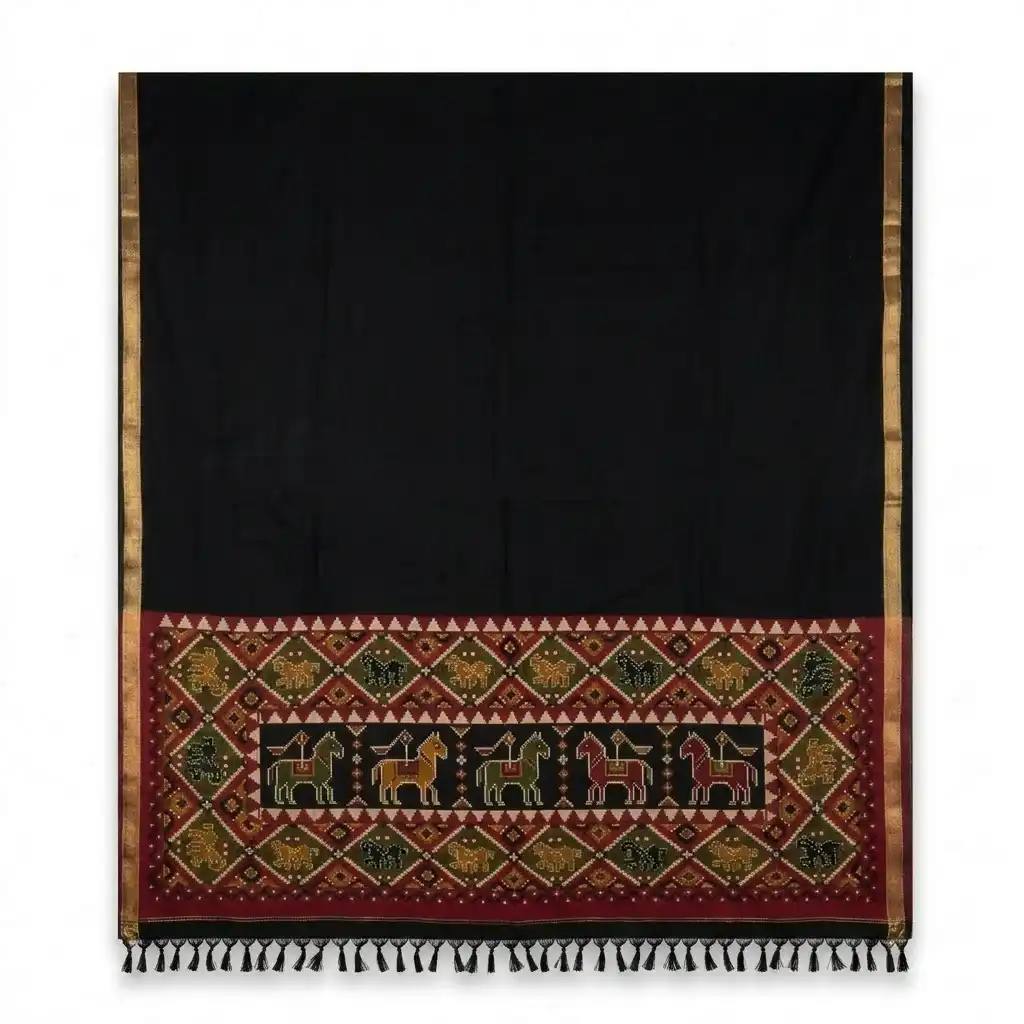 Sambalpuri Black Ikat Heritage Handloom Saree view 2
