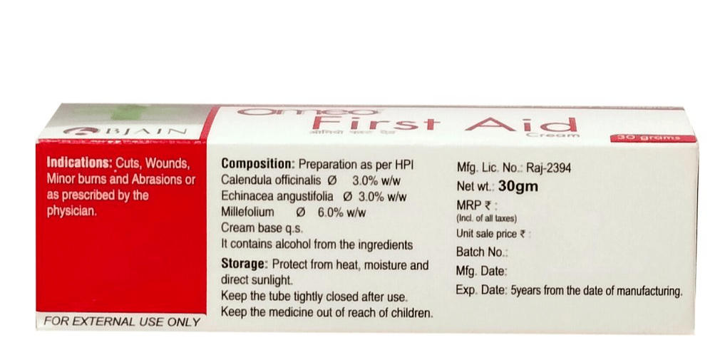 BJAIN Omeo First Aid Cream for Cuts, Wounds, Burns & Abrasions - 30gm (pack of 4) view 2