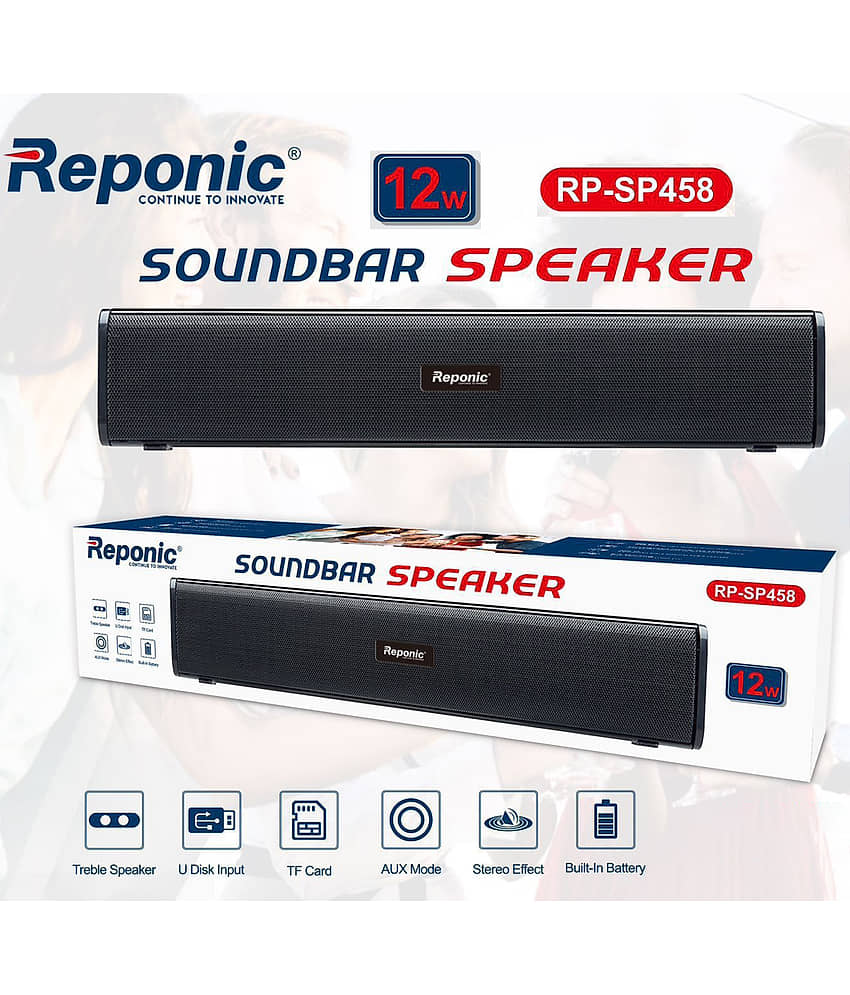 Reponic SP458 Soundbar 12 W Bluetooth Speaker Bluetooth V 5.3 with USB,Call function,TWS feature Playback Time 6 hrs Black view 2