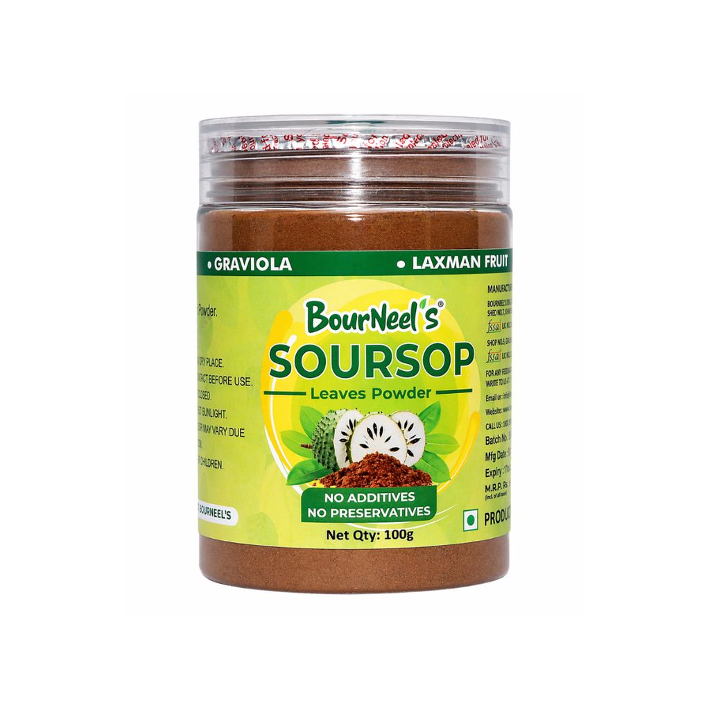 BourNeel's® Soursop Leaves Powder 100gm | No Preservatives | Soursop Graviola Laxman Phal Leaves Powder |Soursop Kadha Tea |
