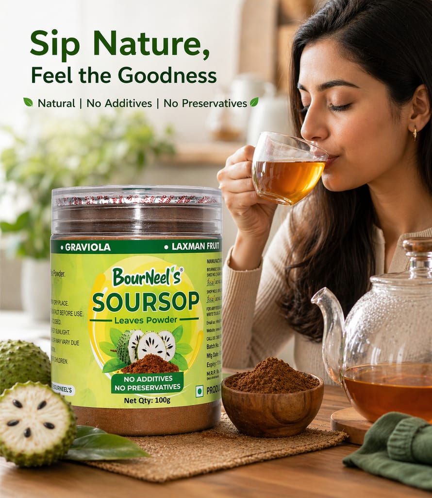 BourNeel's® Soursop Leaves Powder 100gm | No Preservatives | Soursop Graviola Laxman Phal Leaves Powder |Soursop Kadha Tea | view 2