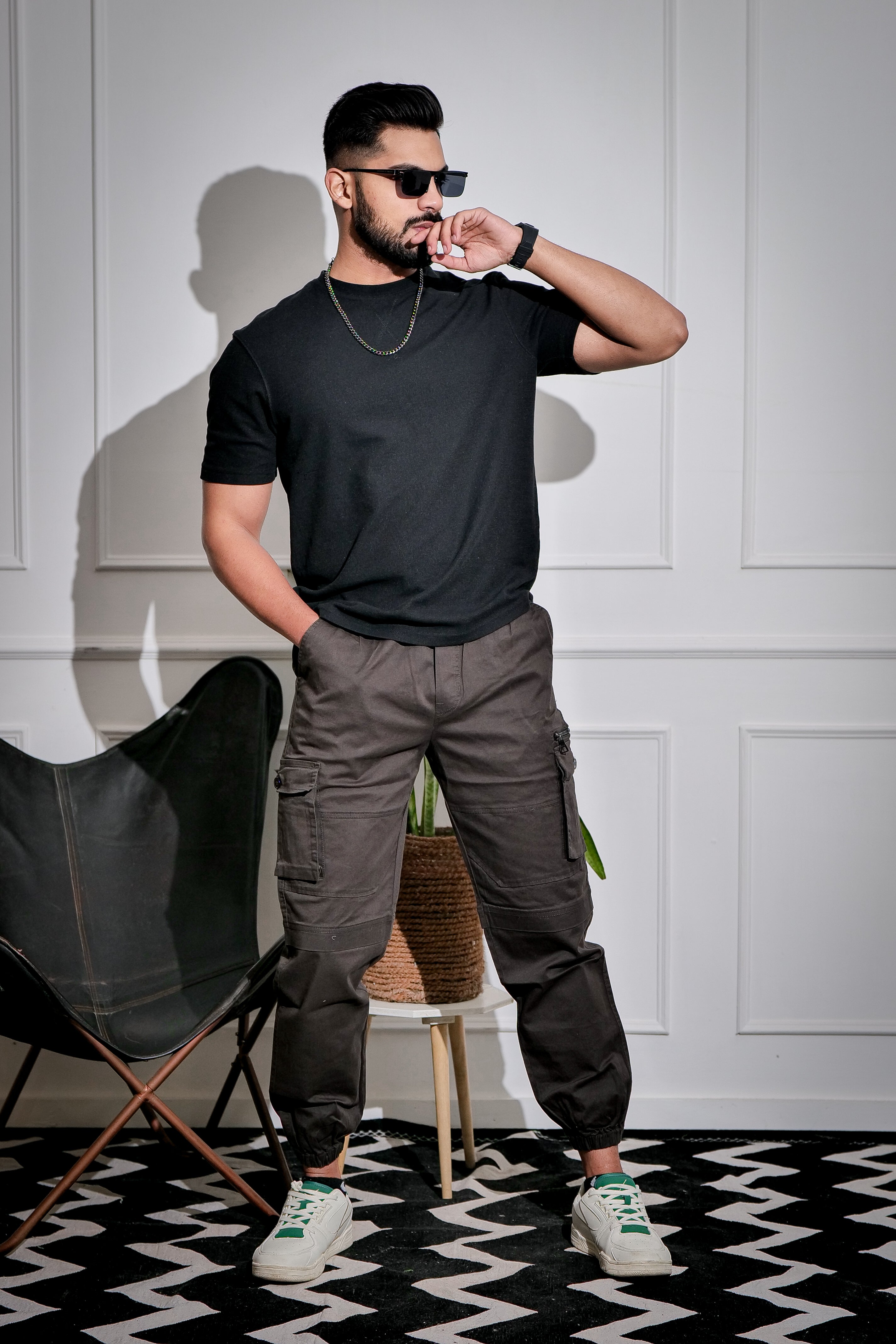 Men's Dark Grey Premium Cargo Joggers view 2