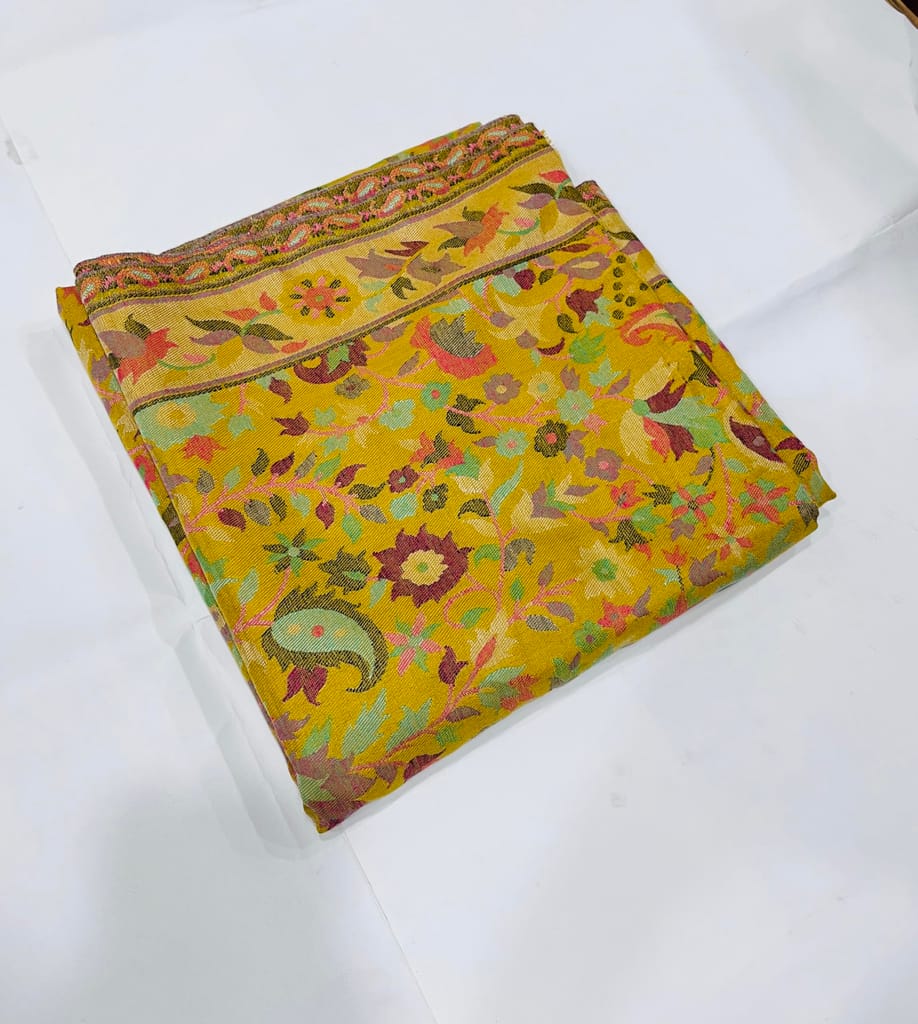 Elegant Kashmiri Shawl for Women � Soft Wool Blend with Cream Base & Multicolour Floral-Paisley Weave | Traditional Ethnic Wrap & Stole view 2