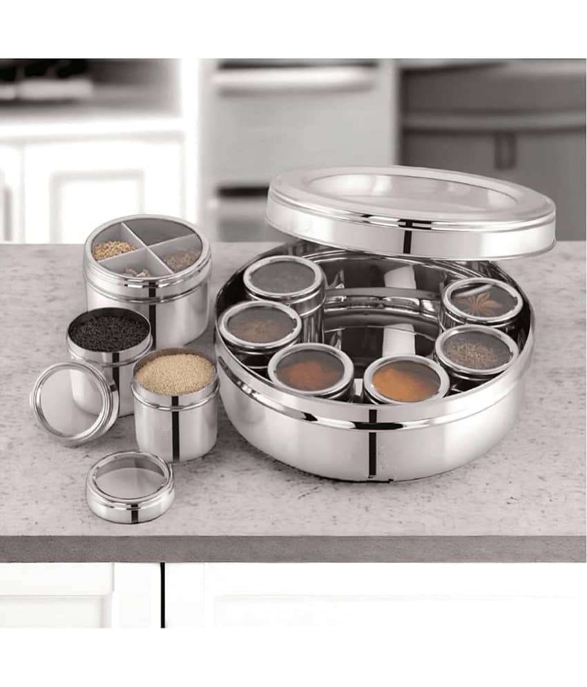 Visaxmi Steel Masala Dabba Steel Silver Spice Container ( Set of 12 ) view 2