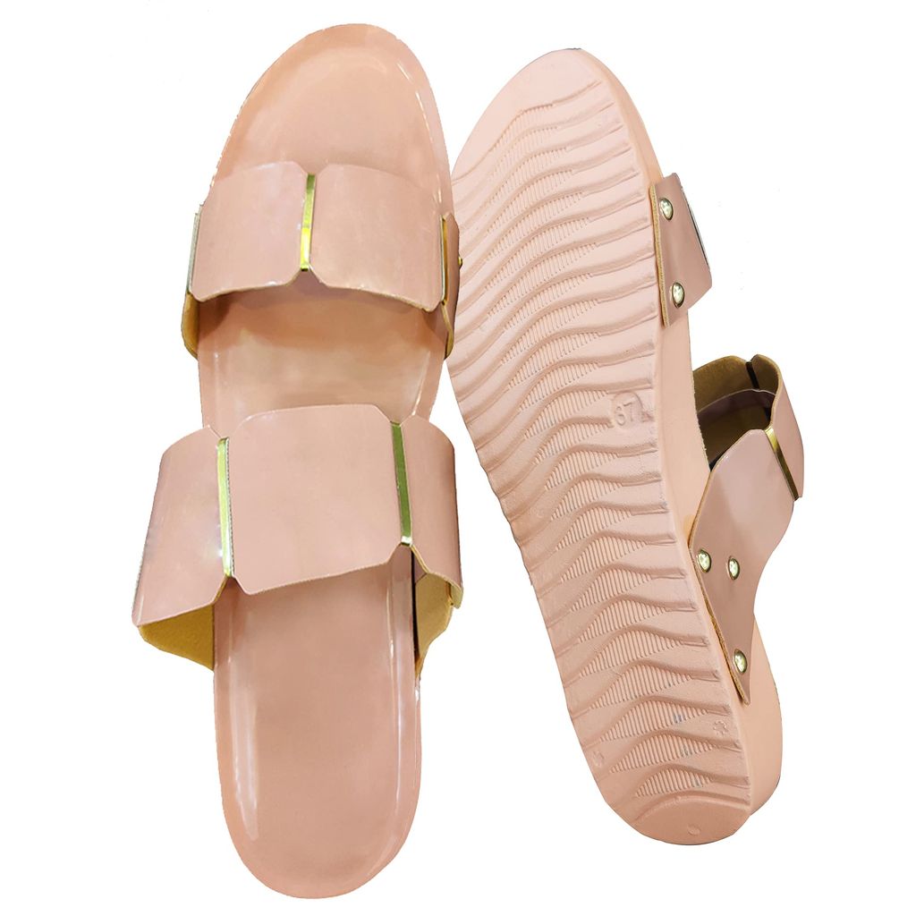 Peach Pink Synthetic Back Open Comfortable and Stylish Wedges Heels Slip On | for Casual Wear, Party and Formal Wear Occasions 2 Inches Heel | for Women & Girls (Numeric_6) view 2