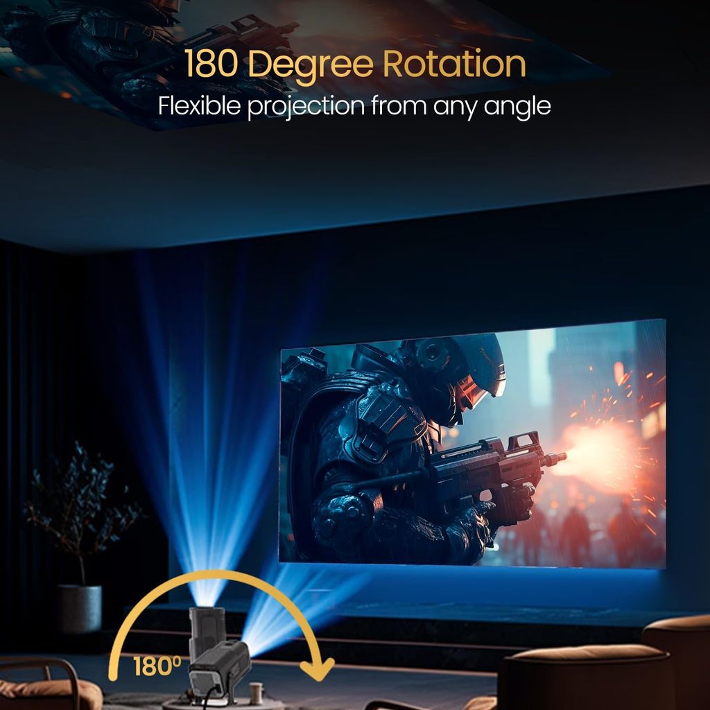 Portronics Beem 470 Smart LED Projector with 1080p Full HD Resolution, Rotatable Design, Built-in Streaming Apps (Netflix, Prime Video, Hotstar), 4500 Lumens, Screen Mirroring, 5 Watt Speaker(Black) view 2