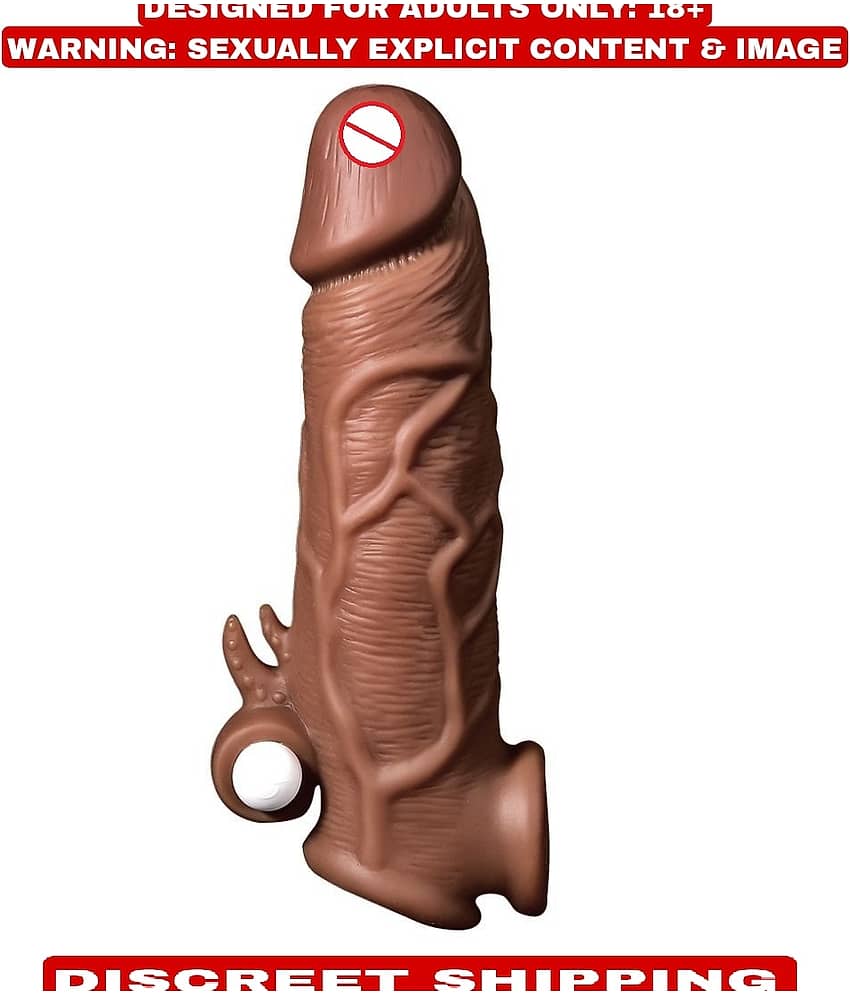 6.5 Inch Jumbo Head Condoom Double Hole Vibrating Penis Sleeve For Men By Kamahouse