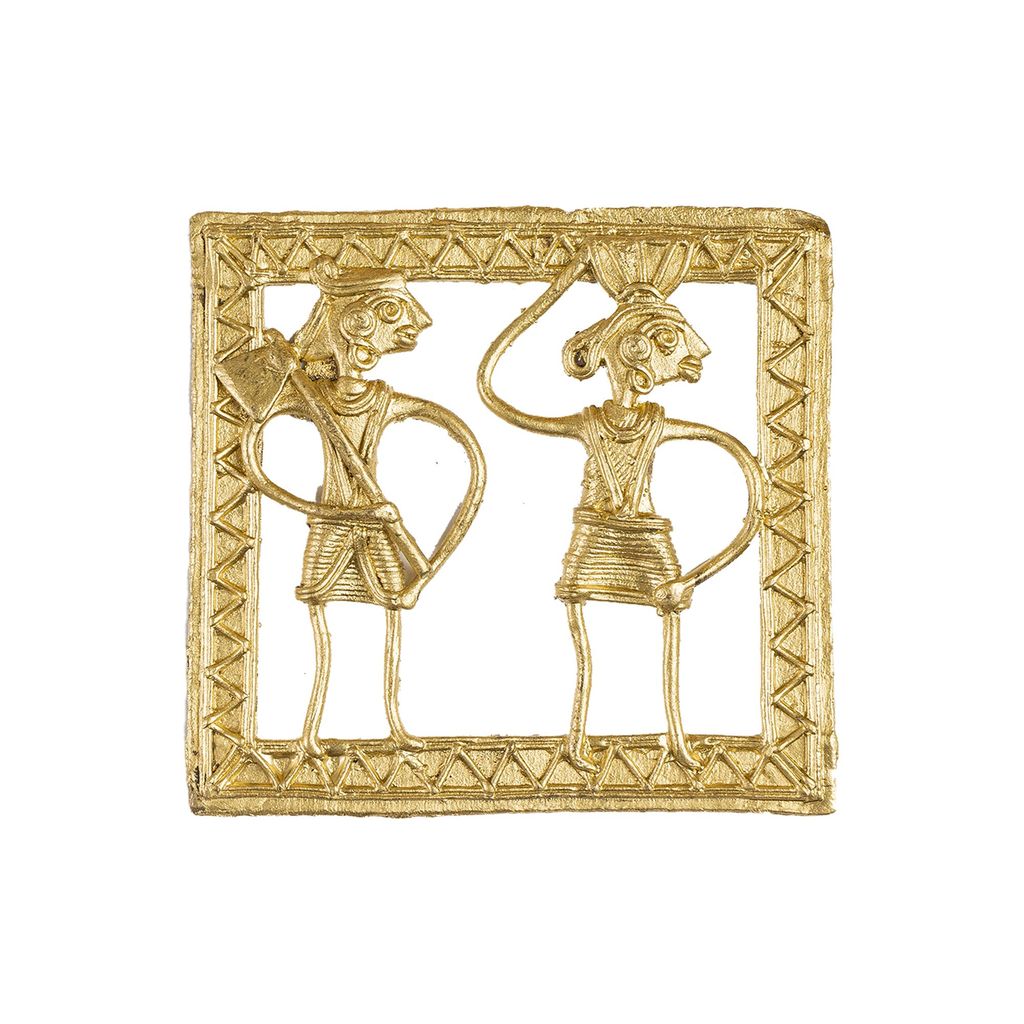 SOWPEACE Handcrafted dhokra Square plate tribal art “Wall of Squared Sanguine” brass showpiece, premium artisan made wall home decor for living room, for gif view 2