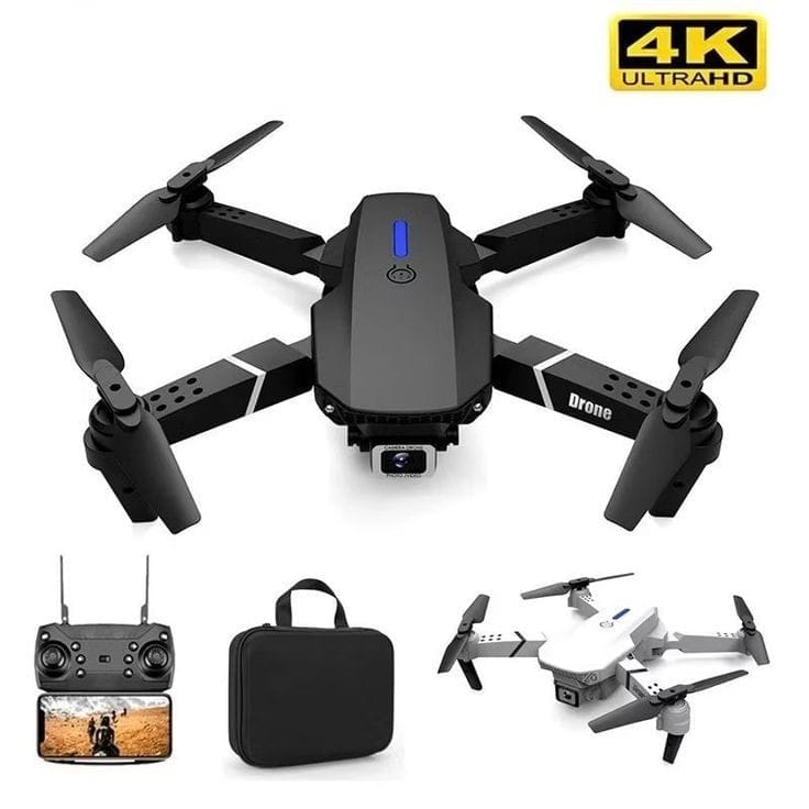 E88 Drone with 4k Camera Foldable 1080P HD Drone with FPV Live Video, Gestures Selfie, Altitude Hold, One Key Take Off/Landing, 3D Flips, Code Free Headless Mode, Aerial Photography RC Drone Ultimate 3 view 2