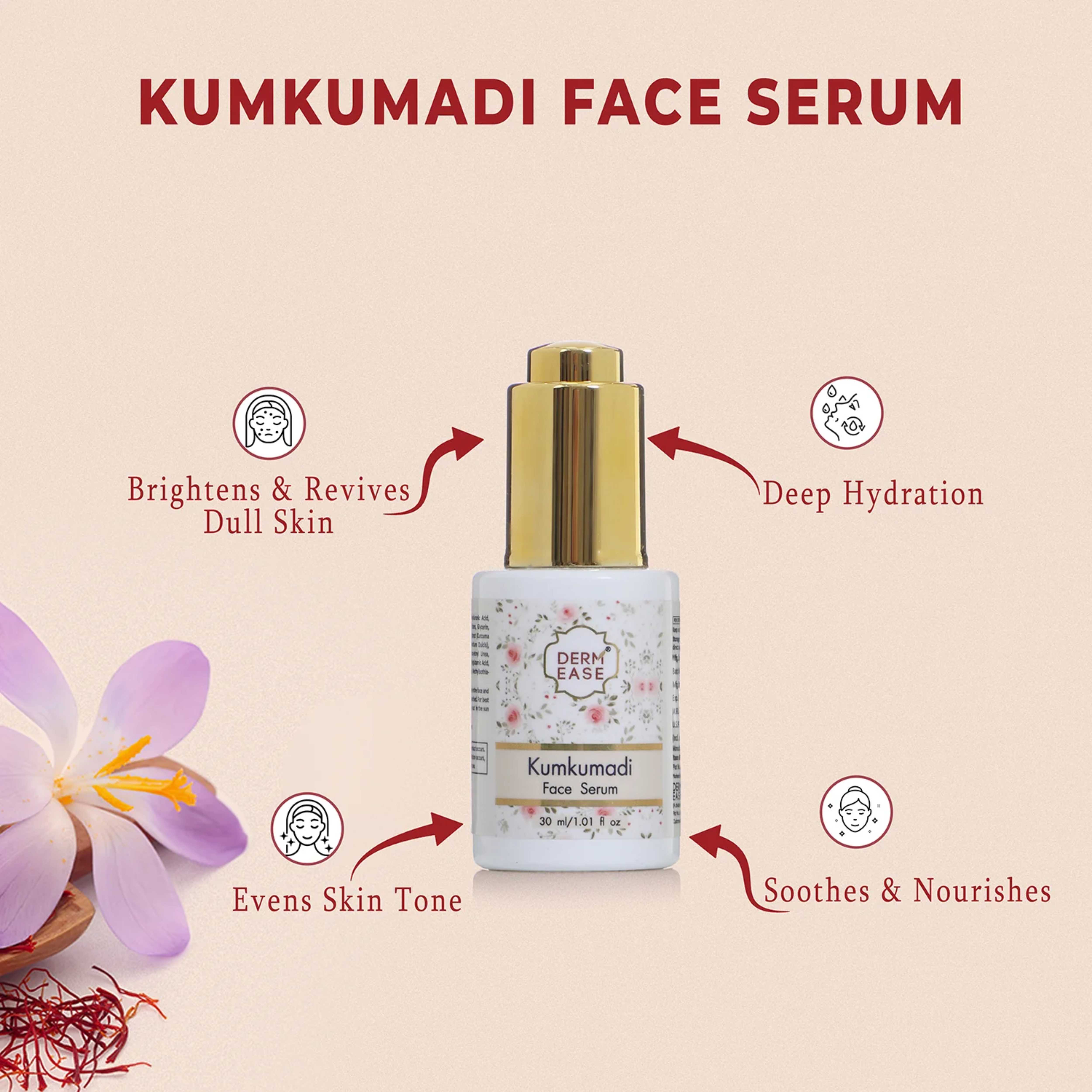 Dermease Kumkumadi Face Serum for Glow & Repair view 2