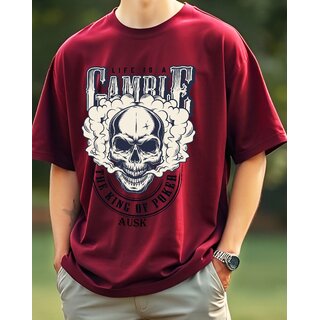 AUSK Mens Casual Graphic Print Cotton Blend Maroon & Black Summer wear Co-ords set of T-Shirt & Trakpant view 2