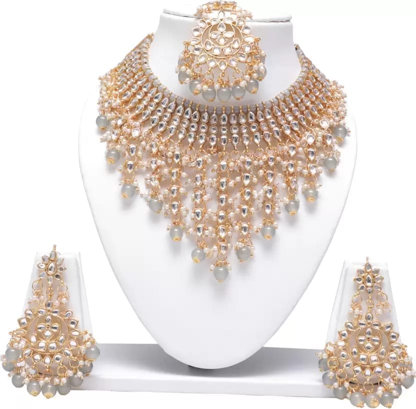Swarajshop Alloy Gold-plated Grey Jewel Set (Pack of 1) view 2