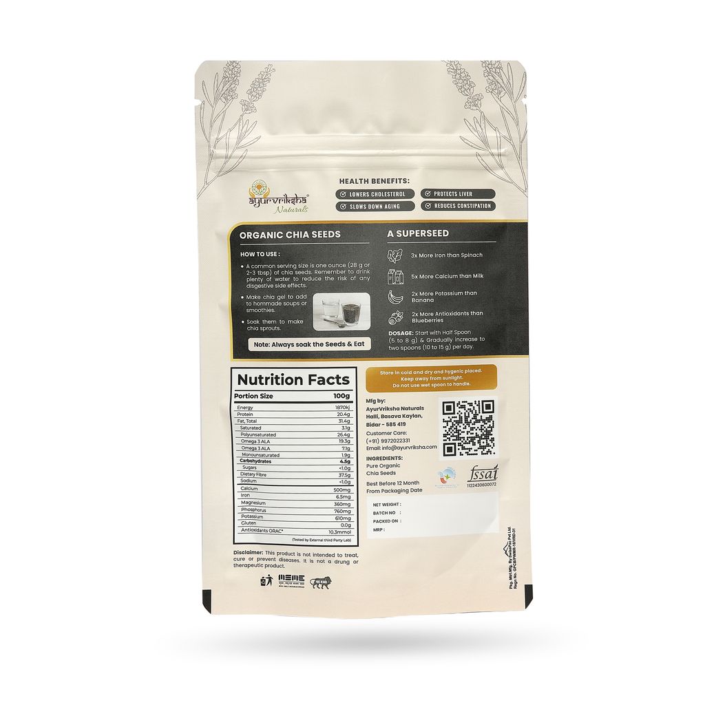 Ayurvriksha Naturals Weight Loss & Rich Source of Calcium with Omega 3 Raw Chia Seeds view 2