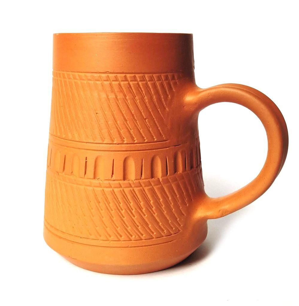 KSI Terracotta Clay Beer Mug Handmade Beer Mug for Home and Bar Self Cooling Clay Beer Mug 600 ML Pack of 2 view 2