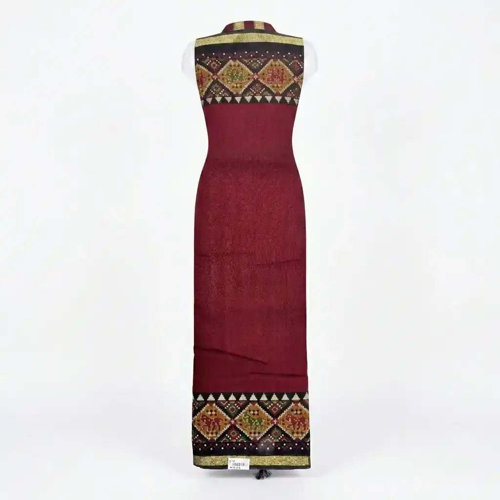Sambalpuri Deep Maroon Ikat Handloom Saree view 2