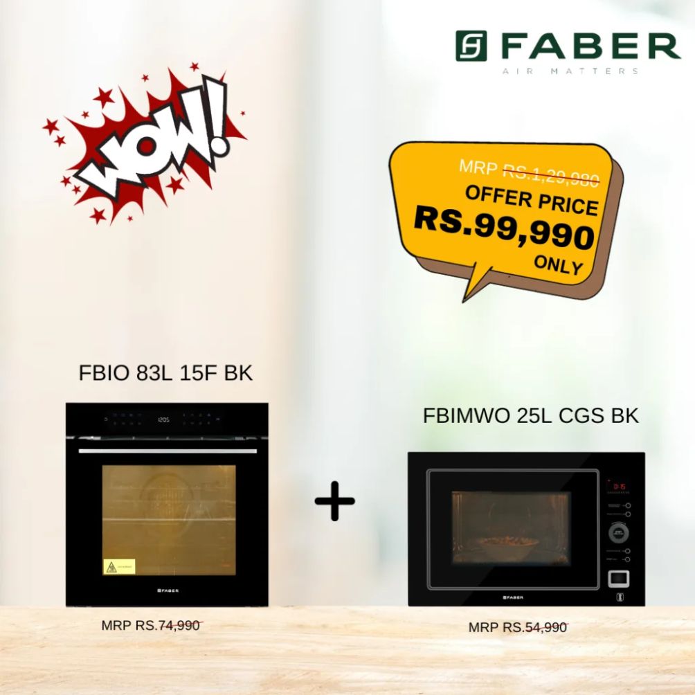 Faber Deals Combo Built - in - Oven (FBIO 83L 15F BK) & Built - in - Microwave (FBIMWO 25L CGS BK)