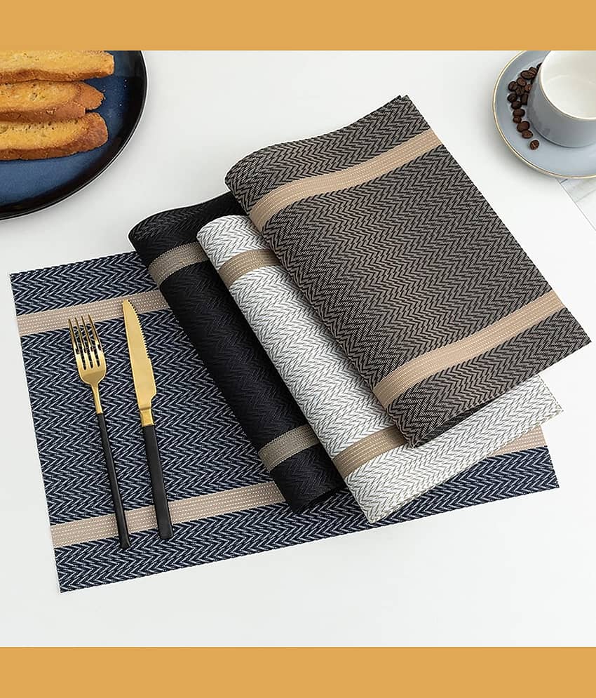 Crasts PVC Solid Rectangle Table Mats ( 45 cm x 30 cm ) Pack of 4 - Multi