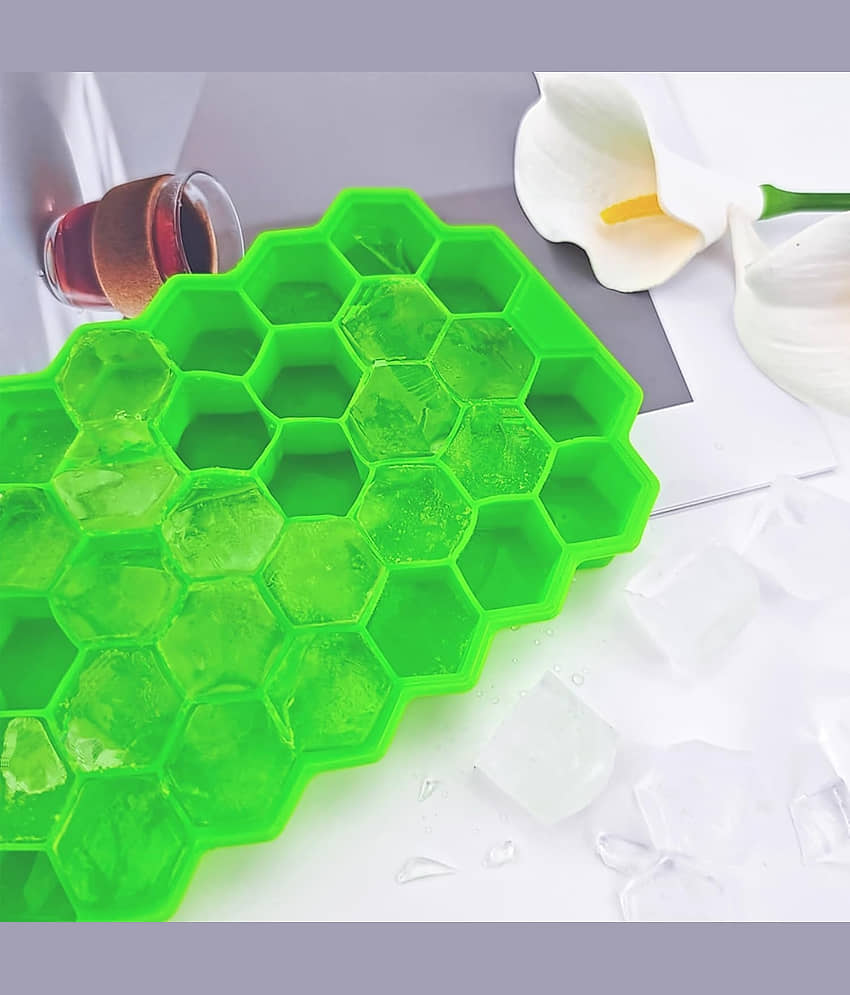 Ice Cube Tray & Ice Roller Combo Set (2 PCS), Silicone Honeycomb Ice Tray with Lid + Facial Ice Roller for Skin Care, Reusable Ice Mold for Face & Kitchen Use view 2
