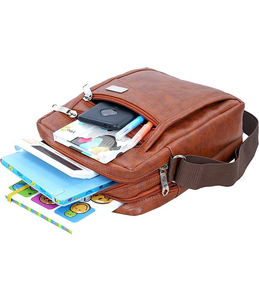 Raylan Brown Solid Messenger Bag view 2