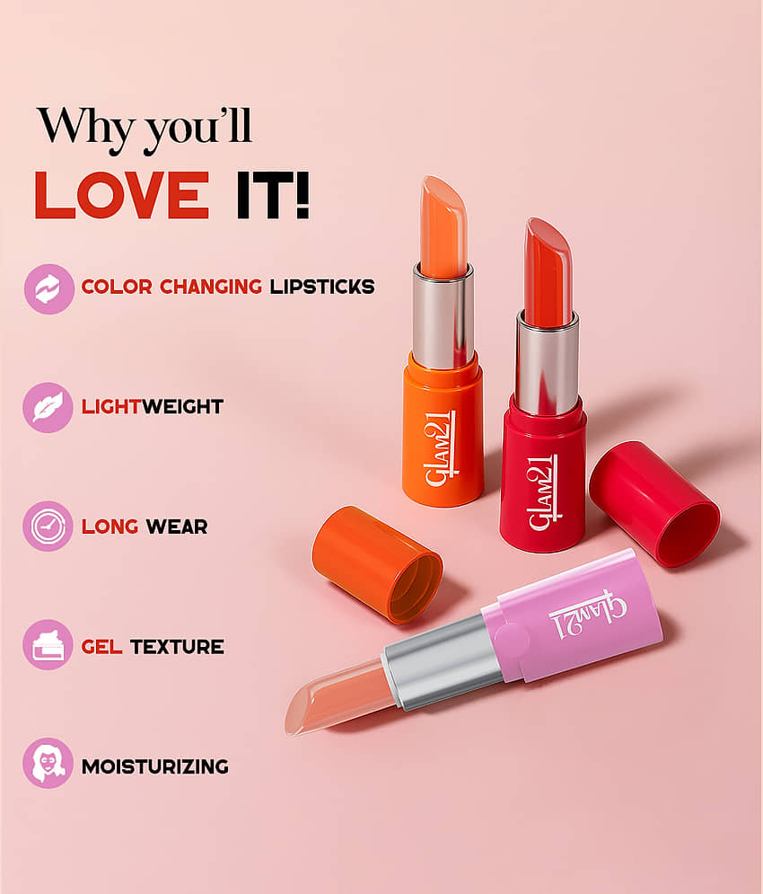 Glam21 High Definition Lipstick With LightWeight & Moisturizing Gel Formula 3.6gm Flame Red-02 view 2