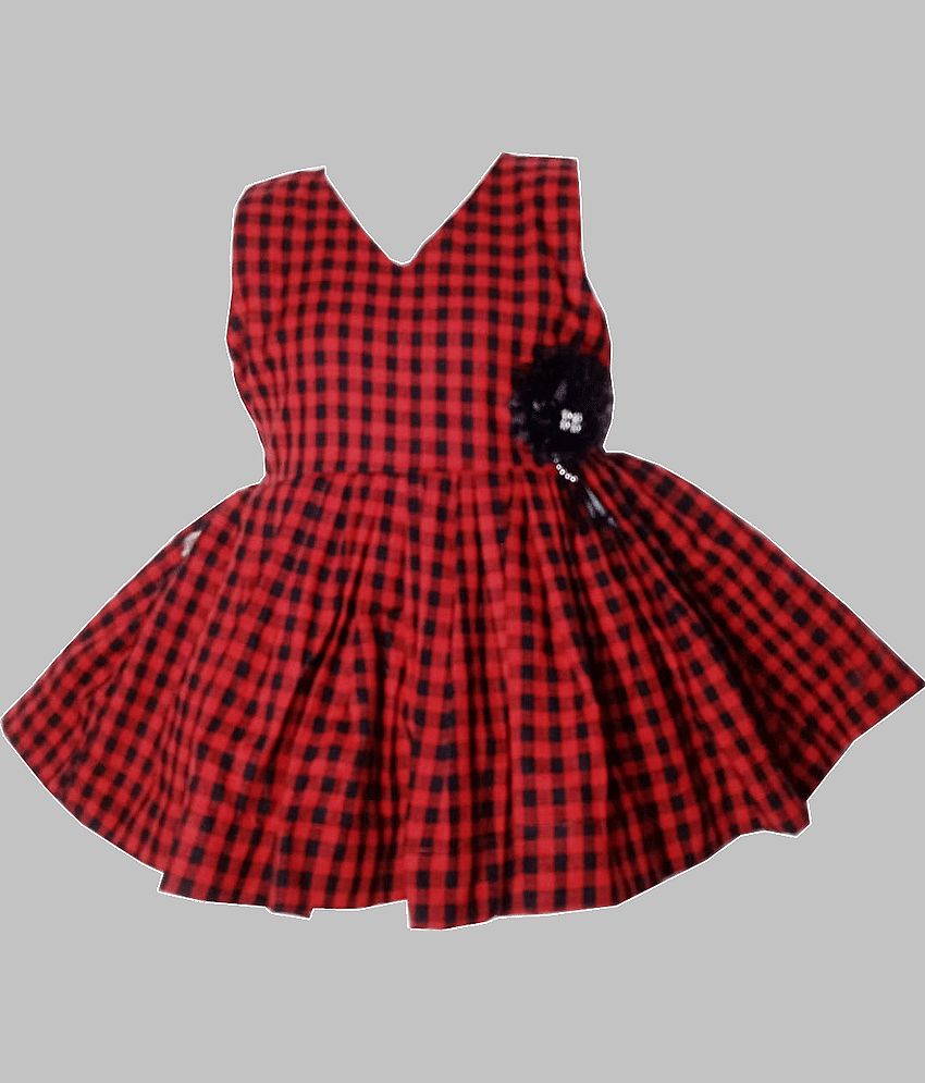 harshvardhanmart.com Cotton A-line Dress For Girls ( Pack of 1 , Red )