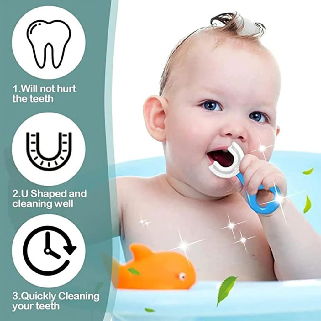 GLOWSERIE Kids U-Shape Silicone Toothbrush for Safe Oral Cleaning view 2