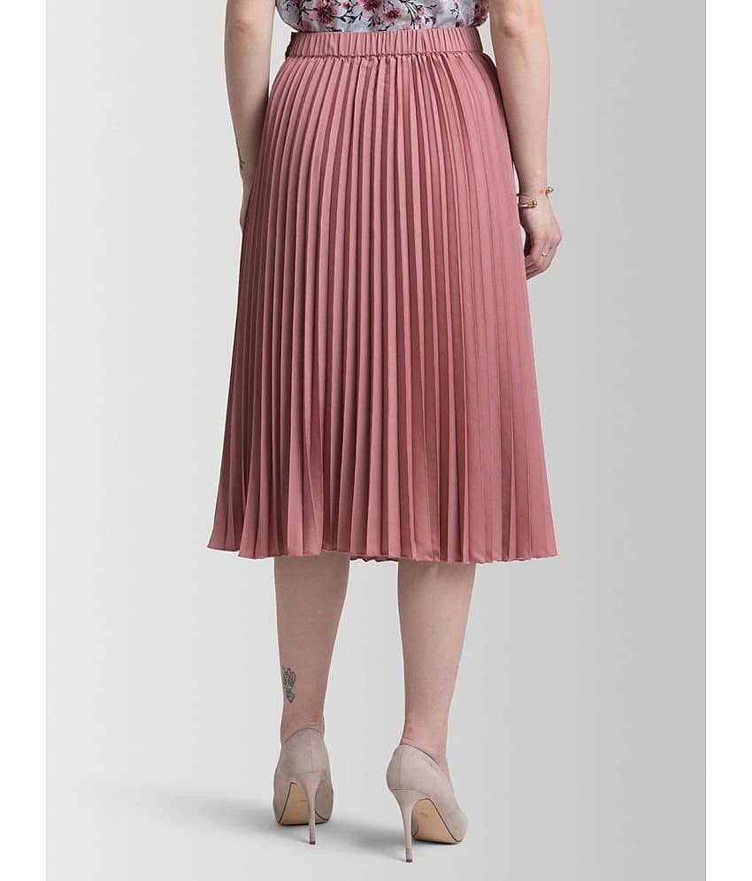 KZULLY - Pink Crepe Women's Flared Skirt ( Pack of 1 ) view 2