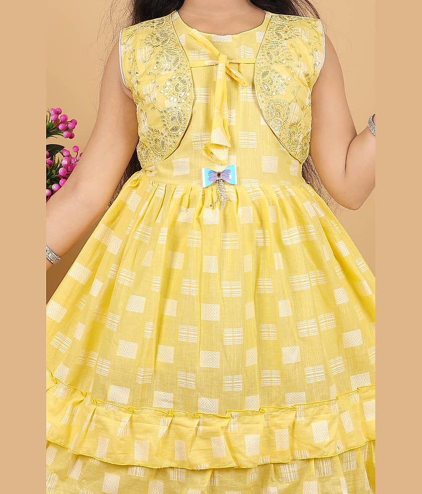 M.MONGELA DRESSES Cotton Frock For Girls ( Pack of 1 , Yellow ) view 2