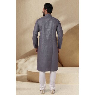Raivat Ethnic Grey Colour Jacquard Silk Brocade Kurta Pajama 1143 view 2
