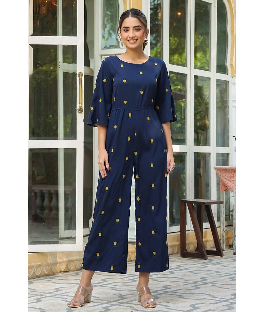 Juniper - Blue Rayon Regular Fit Women's Jumpsuit ( Pack of 1 )