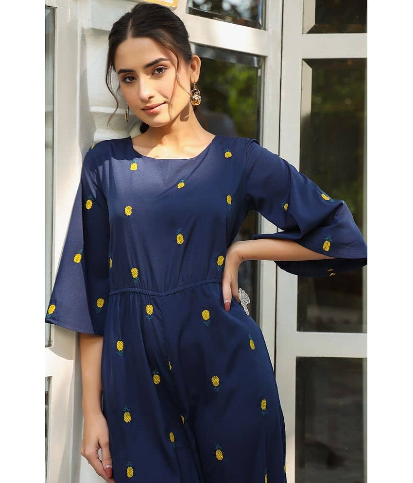 Juniper - Blue Rayon Regular Fit Women's Jumpsuit ( Pack of 1 ) view 2