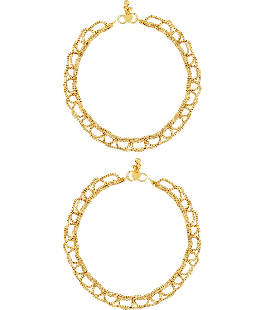 Gold plated Classic Look Payal Anklet for Women And Girl view 2