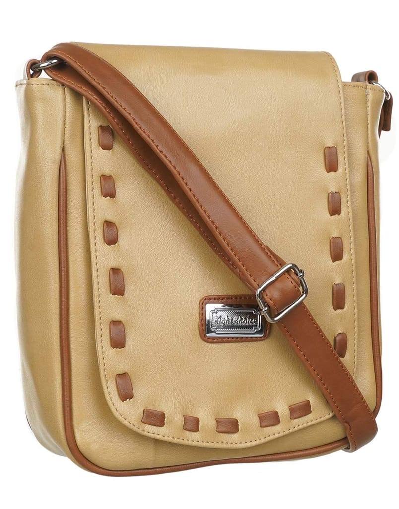 Right Choice Fancy Women's Mullti Criss Cross Sling Bag For Collage/office (Cream Beige) view 2