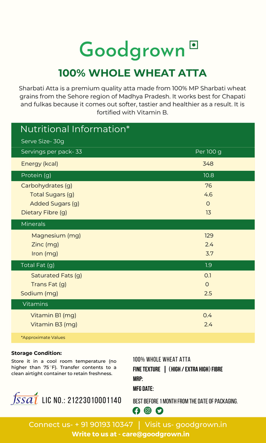 100% Whole Wheat Atta-MP Sharbati - 5 kg view 2