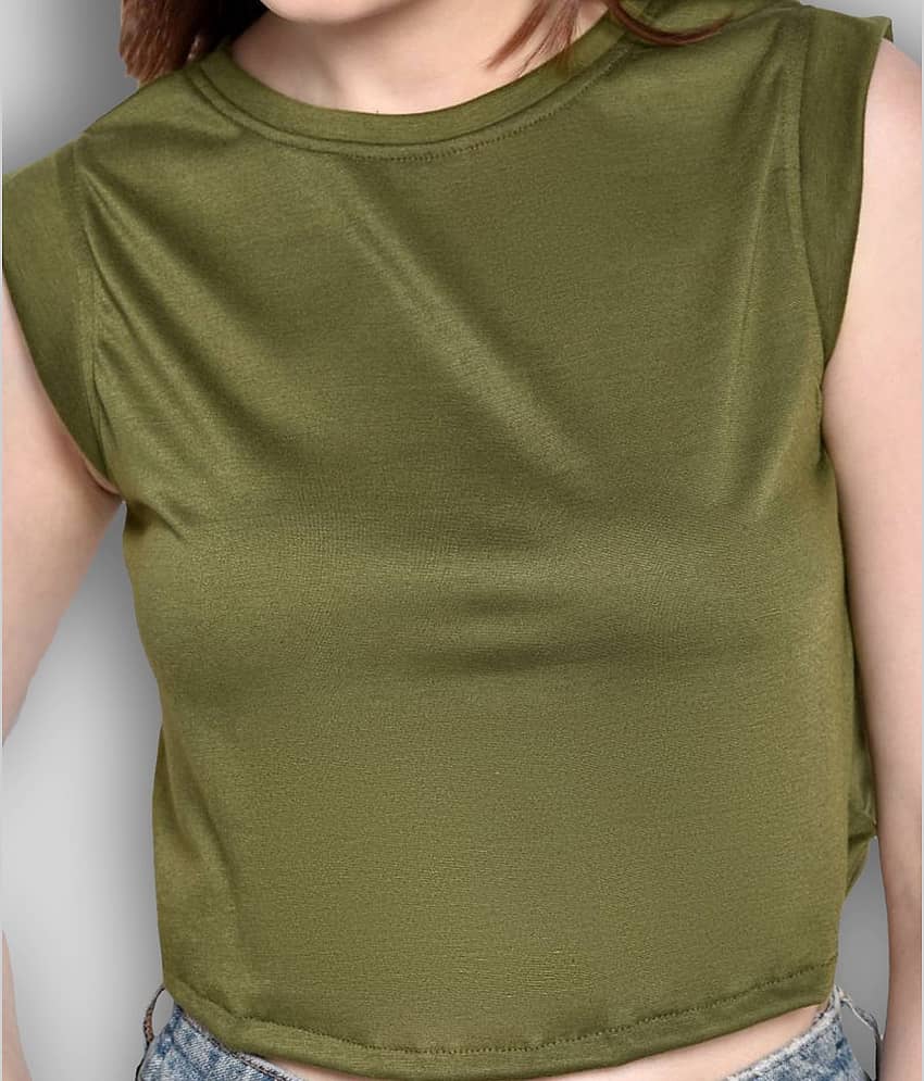 Chimpaaanzee Women's Viscose Crop Top ( Green ) view 2