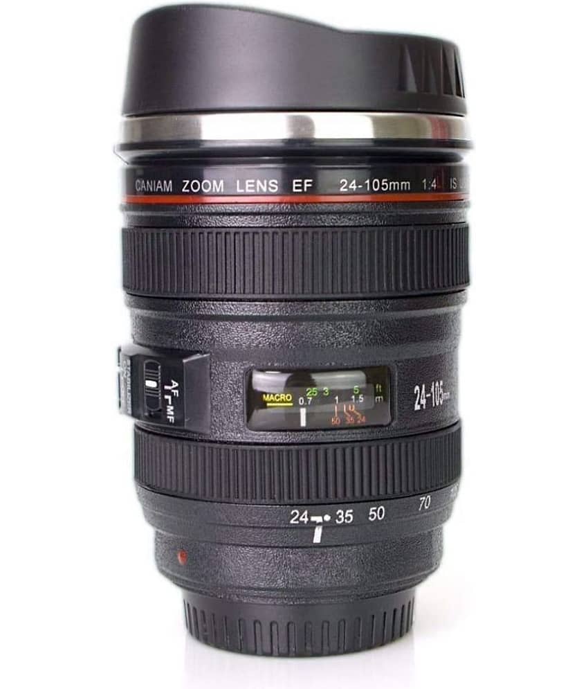 Takdir Enterprise Camera Lens Coffee Mug | Steel Insulated Travel Mug, Thermos ( 400 ML , Black )
