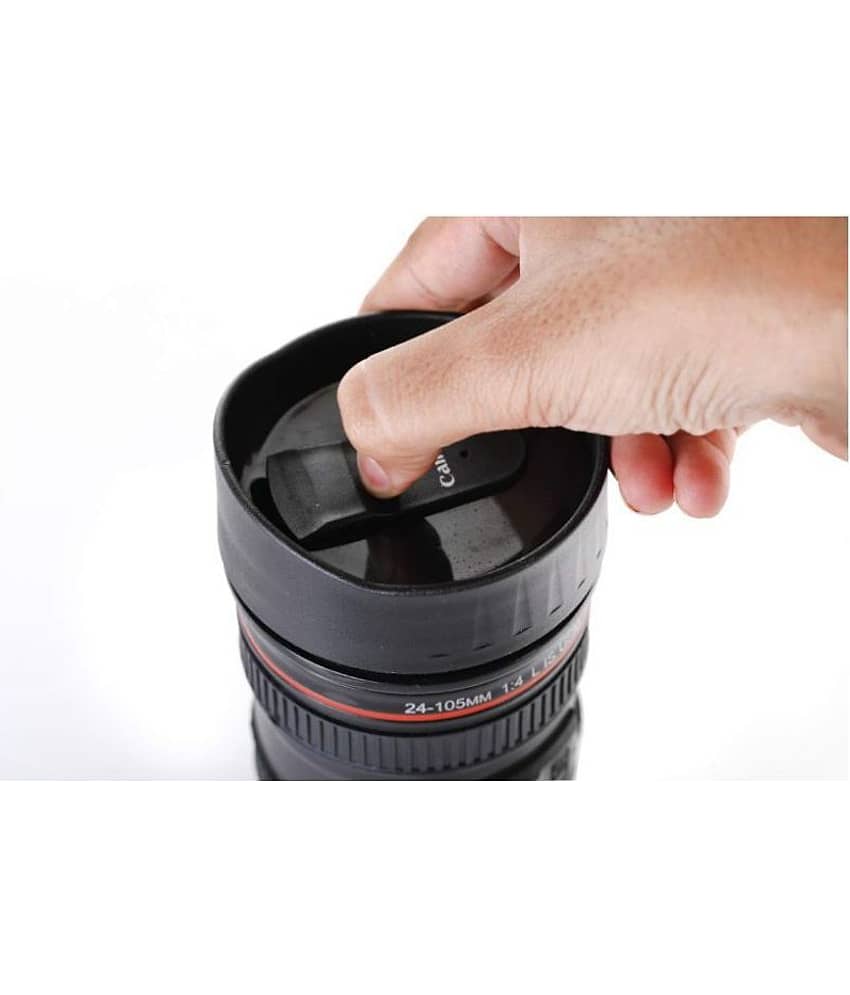Takdir Enterprise Camera Lens Coffee Mug | Steel Insulated Travel Mug, Thermos ( 400 ML , Black ) view 2