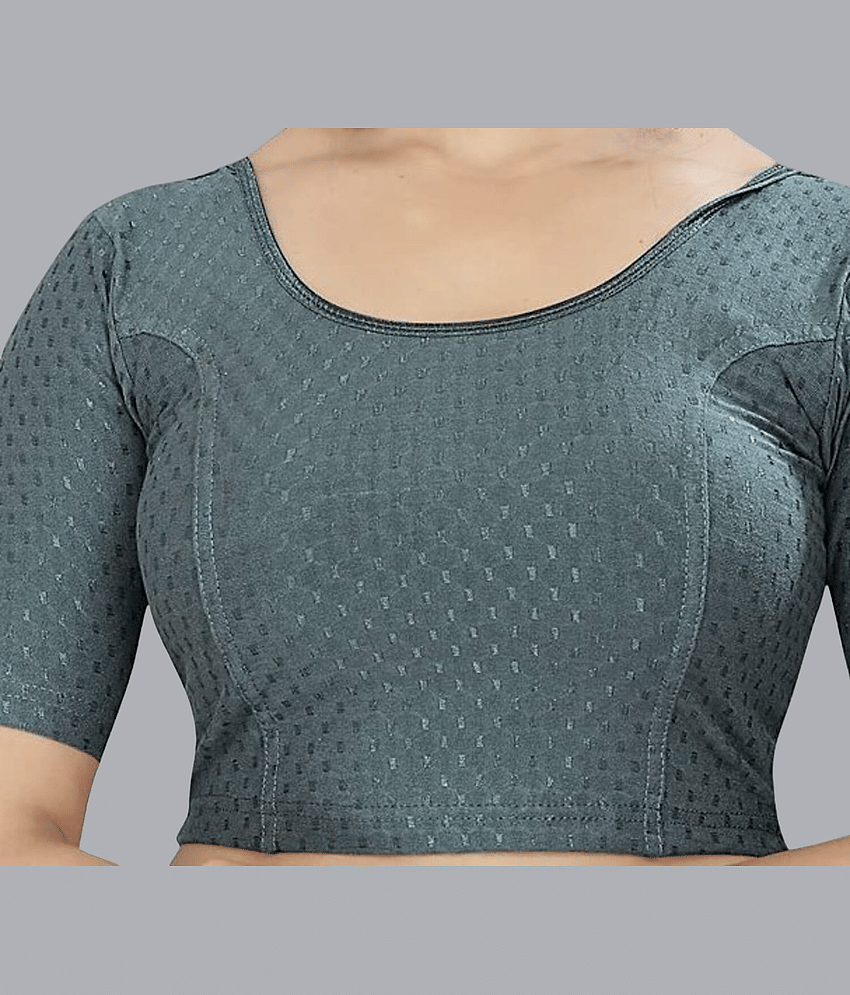 Bulbul Grey Readymade without Pad Lycra Women's Blouse ( Pack of 1 ) view 2