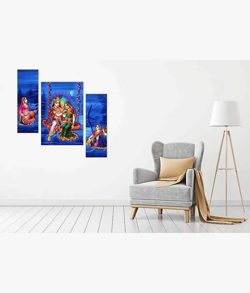SNDArt Set Of 3 Radha Krishna Wall Paintings For Wall Decor Gift Items 12 x 18 inch view 2