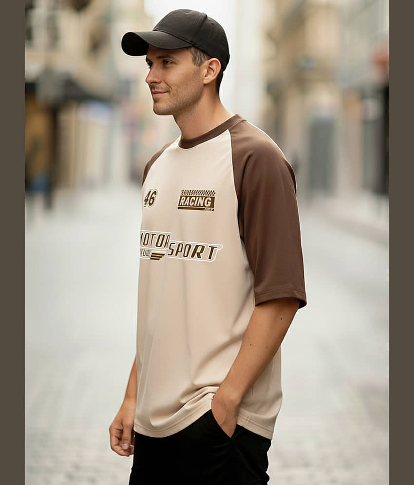 Leotude Men Cotton Blend Oversized Fit Printed T-Shirt ( White ) view 2