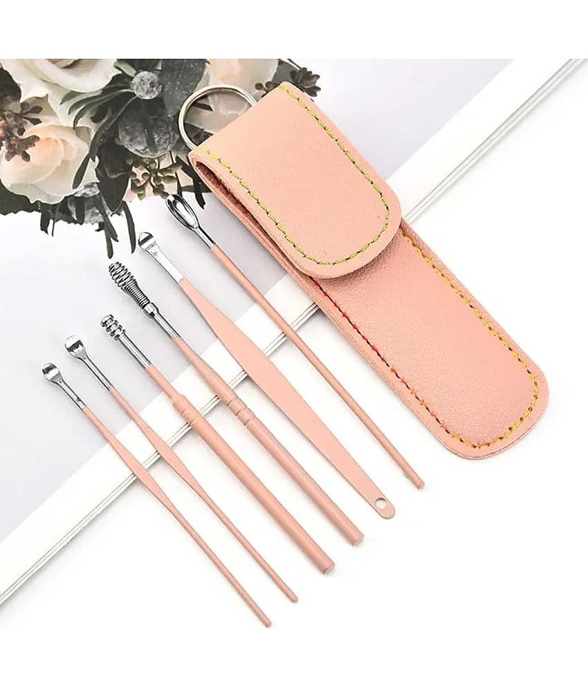 GEEO 6 Pcs Ear Wax Cleaner - Reusable Ear Cleaner Tool Set with Storage Storage Leather Pouch - Ear Wax Remover Tool Kit with Ear Curette Cleaner (Assorted Color) view 2