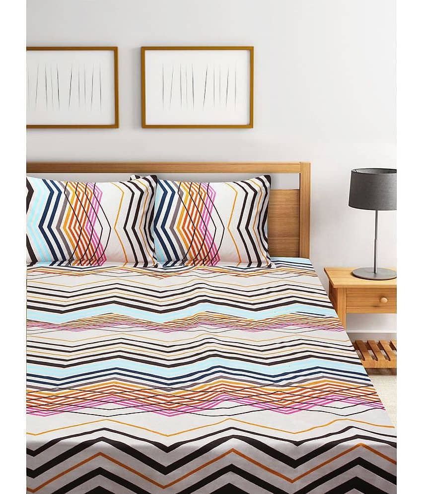 Home Candy Microfiber Floral Double Bedsheet with 2 Pillow Covers - Multicolor view 2