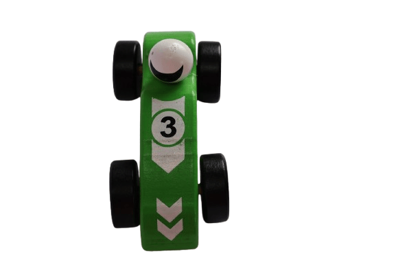 Wooden Race Car Toy - Classic Green and Black Design view 2
