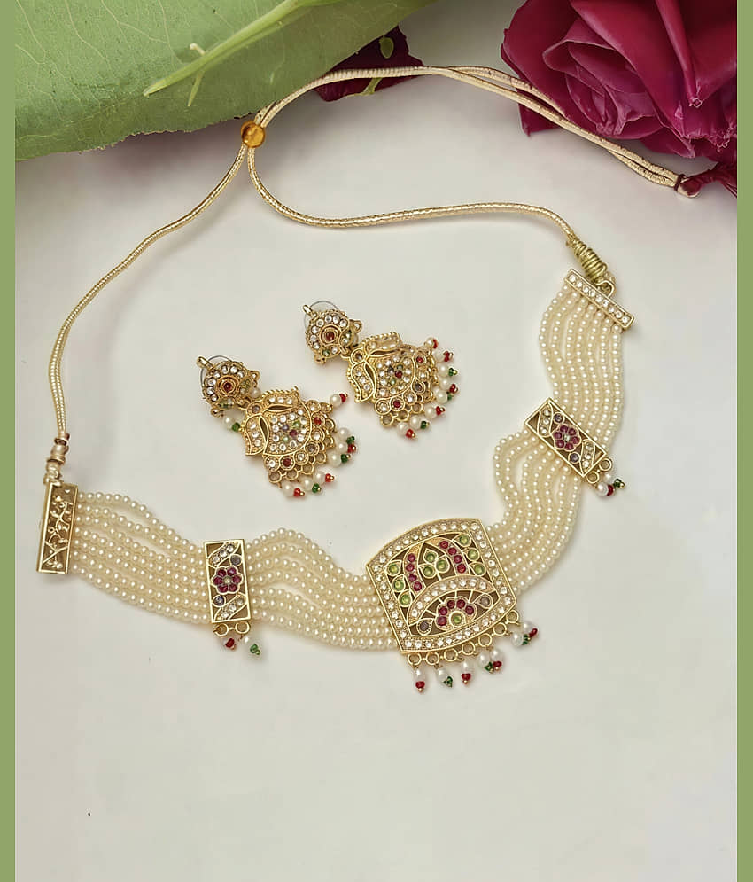gilher Off White Alloy Necklace Set ( Pack of 1 ) view 2