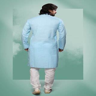 Raivat Ethnic Sky Blue Colour Cotton Pintux Work Kurta Pajama 1646 view 2