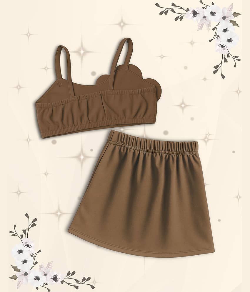 Addyvero Pack of 1 Girls Polyester T-shirt & Skirt ( Brown ) view 2