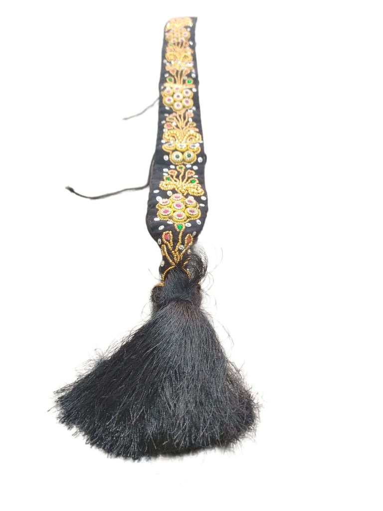 Black Velvet Embroidered Juda Hair Accessory for Women view 2