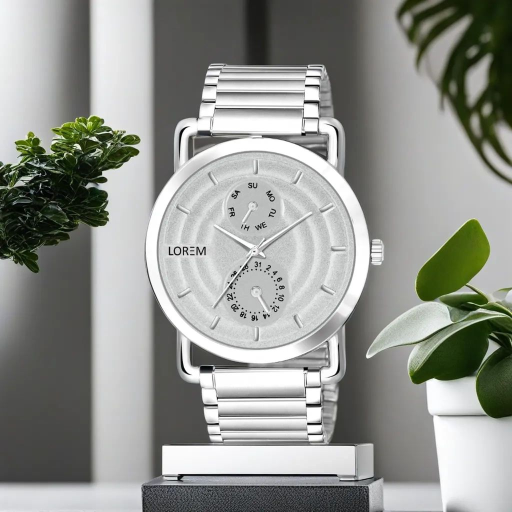 LOREM Black 3D Embossed Stainless Steel Analog Watch for Men LR120-UF view 2
