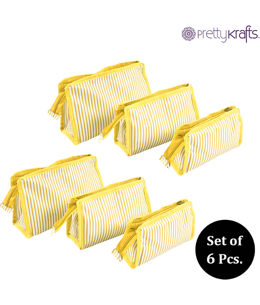 PrettyKrafts Yellow Vanity Kit and pouches - 3 Pcs view 2