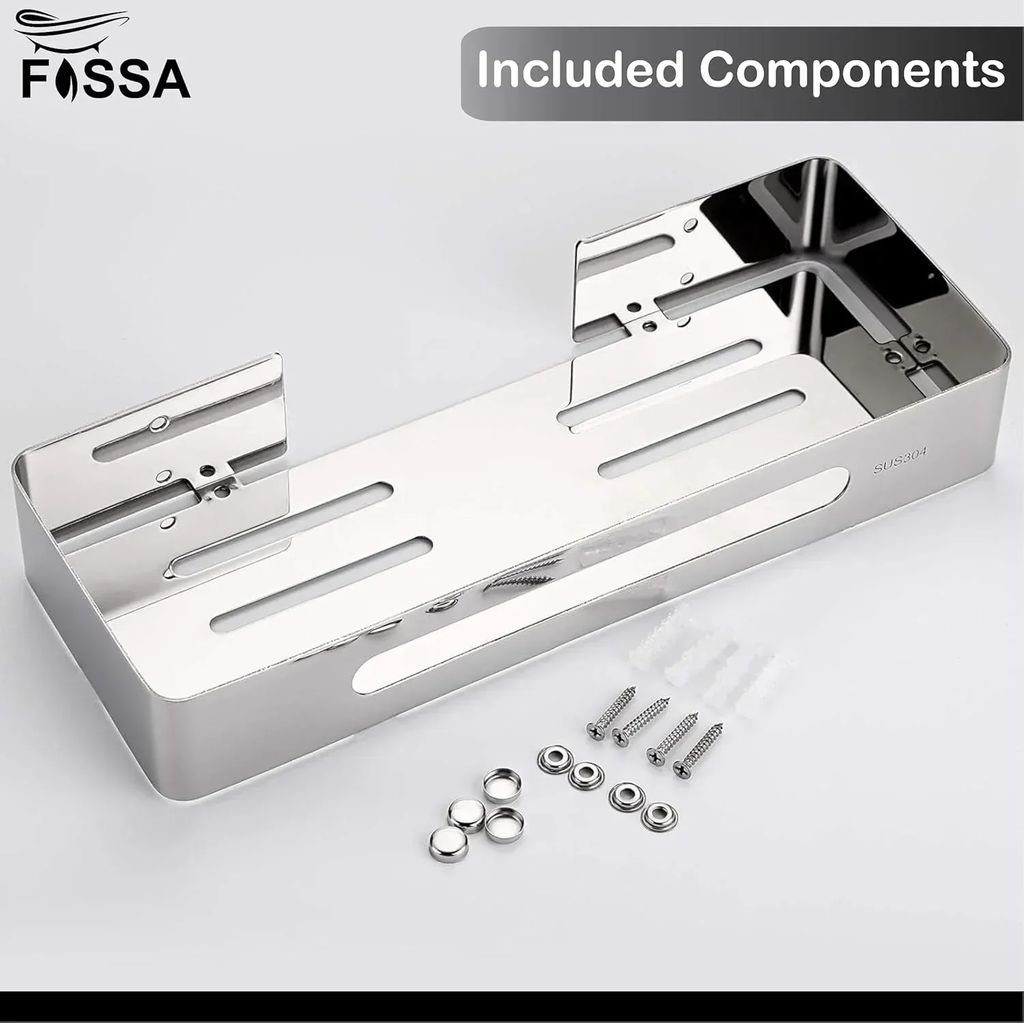 Square Stainless Steel Corner Shelf (Silver) 3 Set view 2